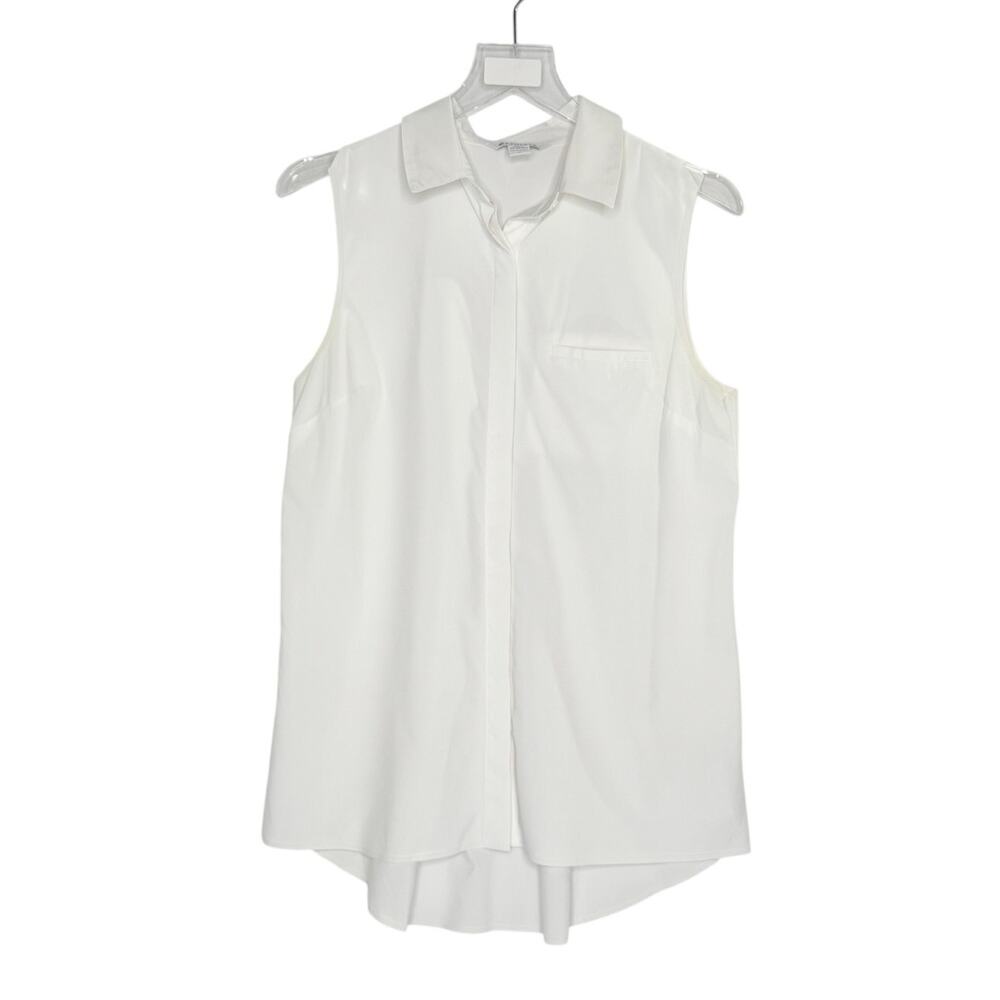 Athleta Hayes Shell Button Front Top M Sleeveless White Moisture Wicking *flaw